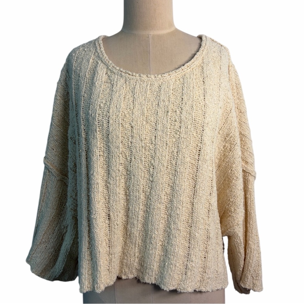Peach Love Cream Knit Oversized Sweater Top